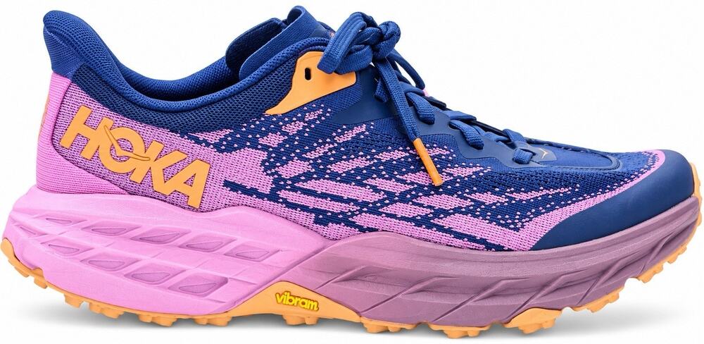 HOKA Speedgoat Women’s Sz 8 Blue Pink Orange Vibram Trail Running Shoes Sneakers